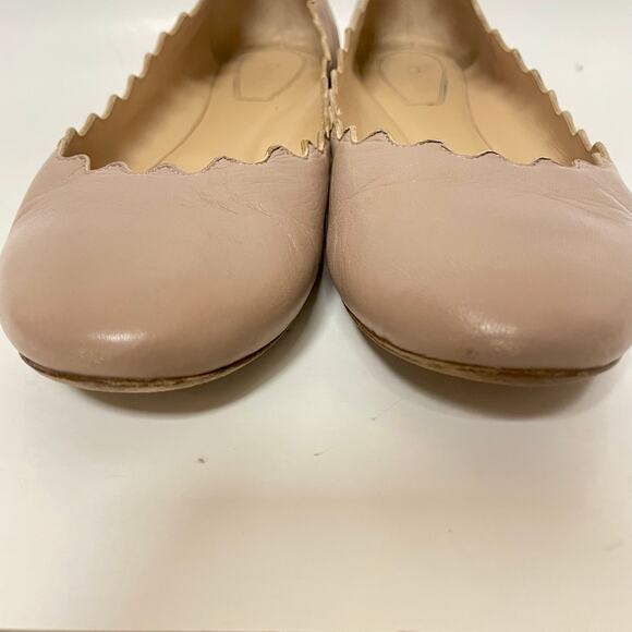 Chloe Scallop Edge Ballet Flat Nude Beige Size EU 38/US 8 - Picture 4 of 9